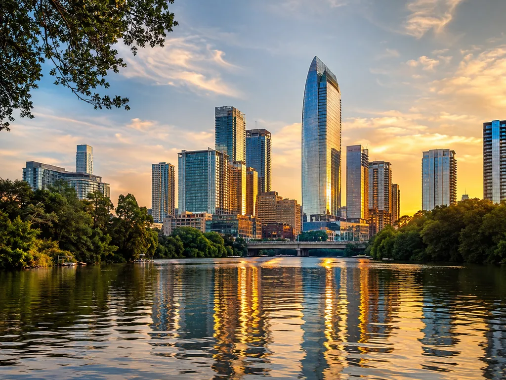 La skyline d&rsquo;Austin vue depuis Lady Bird Lake