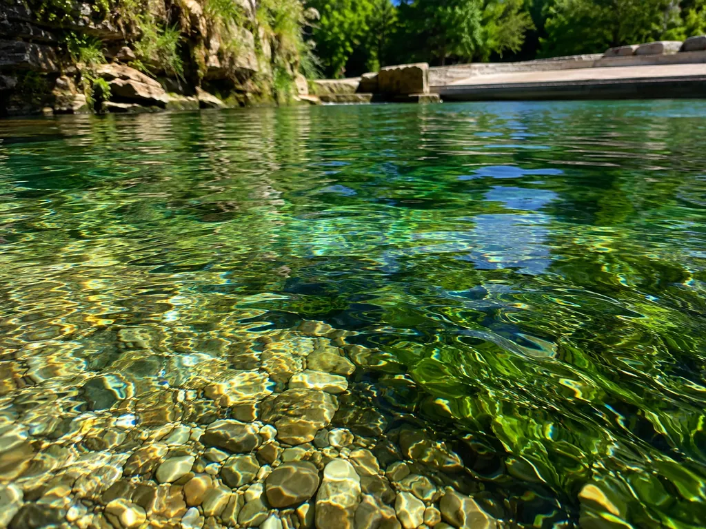 Eau de source à Barton Springs, de 68 à 70 degrés toute l&rsquo;année